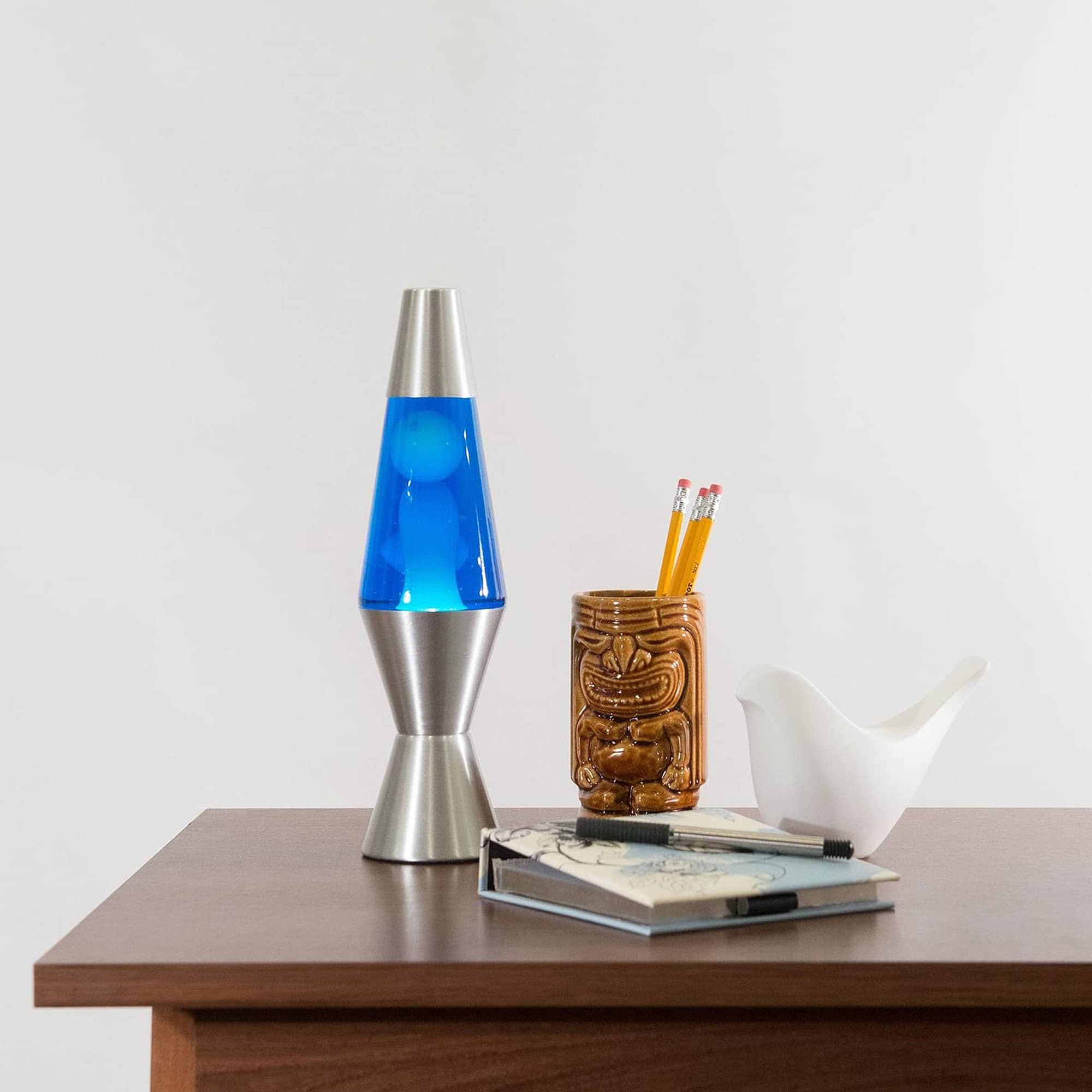 11.5" LAVA LAMP - WHITE/BLUE/SILVER