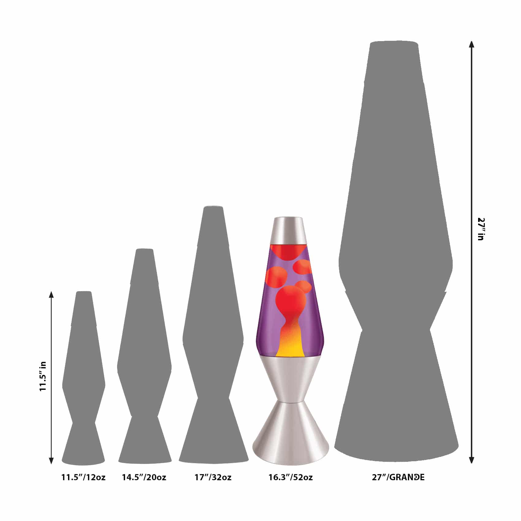 16.3" LAVA LAMP - YELLOW/PURPLE/SILVER